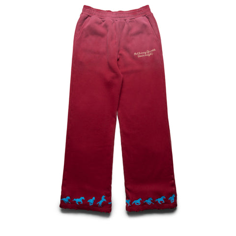 Nothing Grows Overnight Running Horse Sweatpants - Maroon