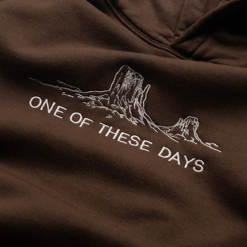 One Of These Days Follow The Road Pullover Hoodie - Dark Brown