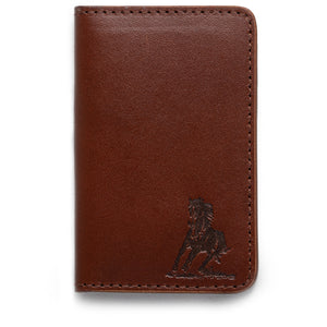 One Of These Days Running Horse Logo Leather Card Holder- Brown