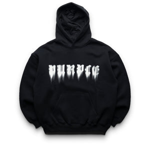 Purple Brand Smudged Gothic Hoodie - Black