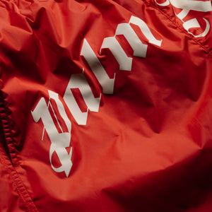 Palm Angels Curved Logo Swimshort - Red/Off White