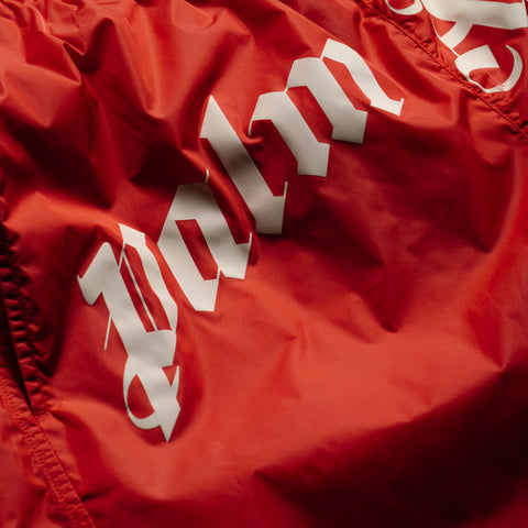 Palm Angels Curved Logo Swimshort - Red/Off White