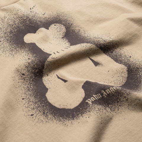 Palm Angels Spray Bear Regular Tee - Beige Brown