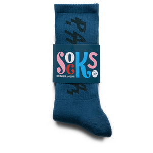 Parra Spiked Logo Crew Socks - Blue/Dark Mallard Green