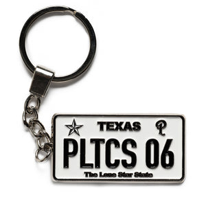 Politics Texas License Plate Keychain - White