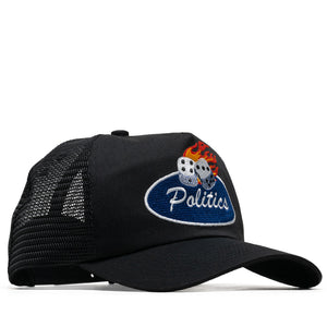 Politics Flaming Dice Trucker Hat - Black