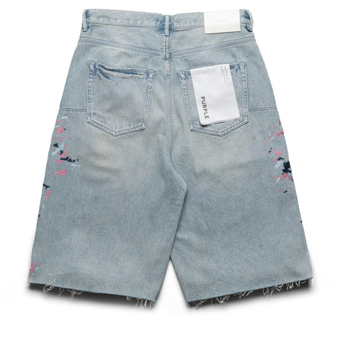 Purple Brand Beaded Splatter Denim Shorts - Light Indigo