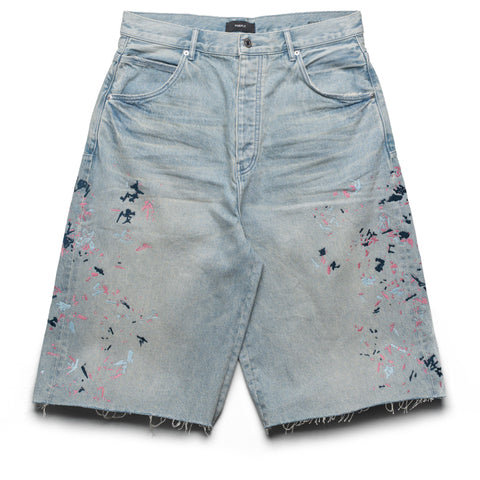 Purple Brand Beaded Splatter Denim Shorts - Light Indigo