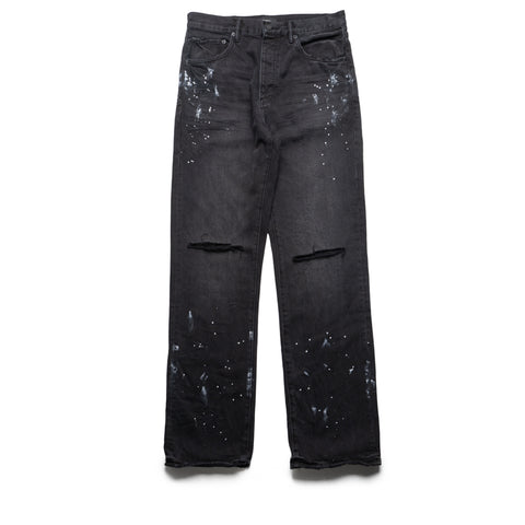 Purple Brand Mid Rise Straight Leg Knee Slit Paint Splatters Jean - Black
