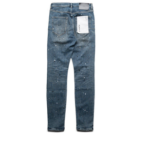Purple Brand Low Rise Skinny Leg Plaid Paint Repair Jean - Mid Indigo
