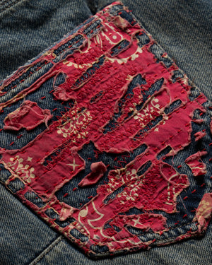 Purple Brand Mid Rise Bootcut Leg Quilted Destroy Jean - Mid Indigo