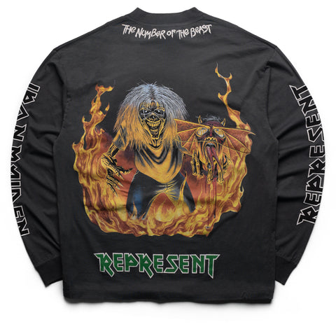 Iron Maiden x Represent Number Of The Beast L/S Tee - Sunfade Grey