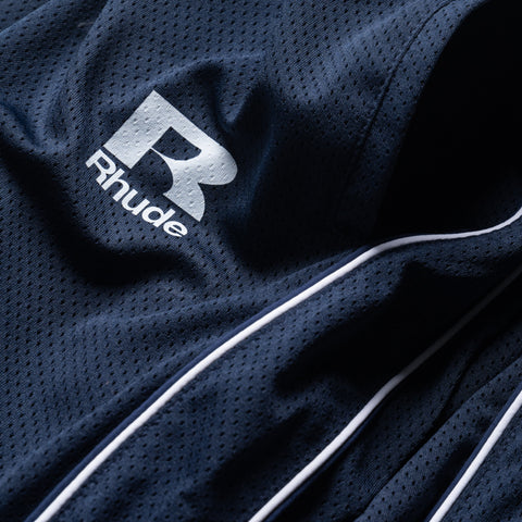 Rhude Mesh Piping Parachute Track Pants - Navy/White