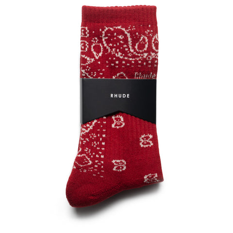 Rhude Logo Bandana Sock - Red/White