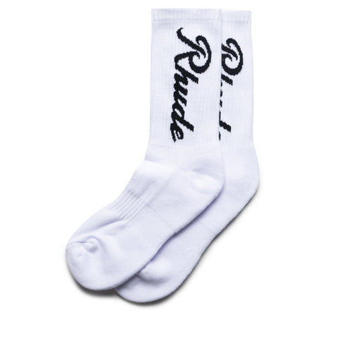 Rhude Destinado Script Sock - White/Black