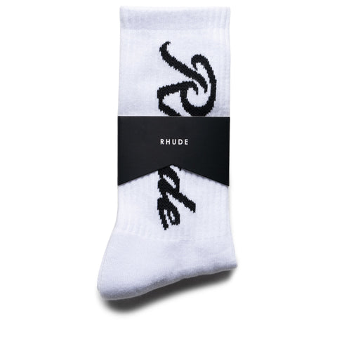 Rhude Destinado Script Sock - White/Black