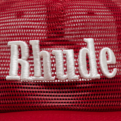 Rhude Logo Mesh Hat - Red/White