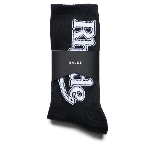 Rhude Vertical Race Track Sock - Black/White
