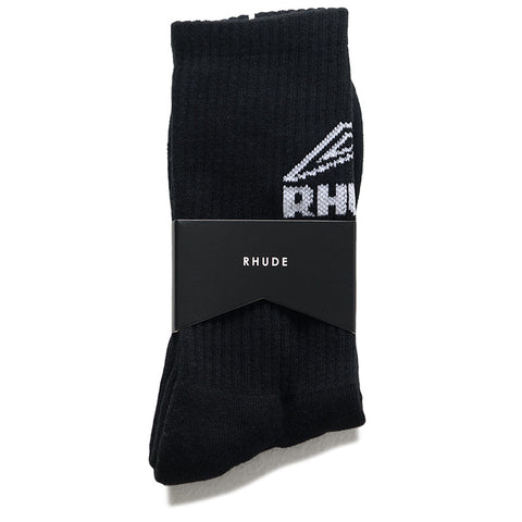 Rhude Footy Logo Sock - Black/White