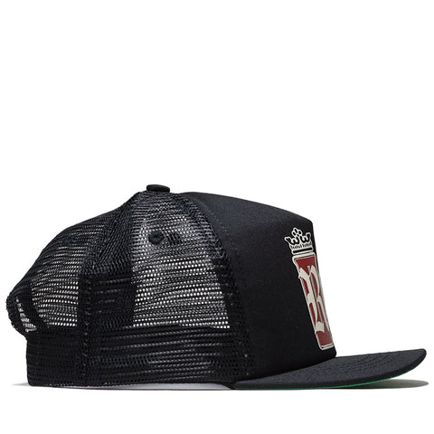 rhude chewing tobacco hat RED STRIPED TRUCKER RHUDE TROPHY RACING HAT -