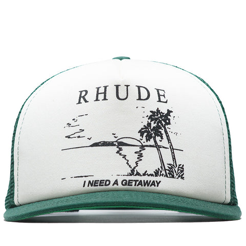 Rhude I Need A Getaway Trucker Hat - Green/White