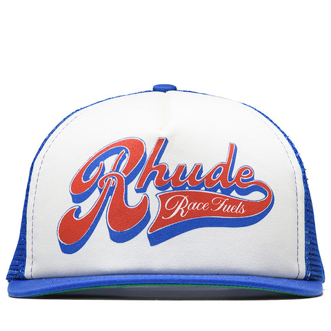 Rhude Pit Stop Trucker Hat - White/Blue