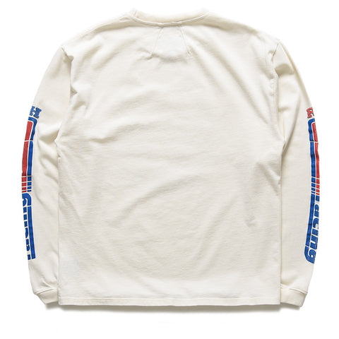 Rhude Split Petrol Logo L/S Tee - Vintage White/Red