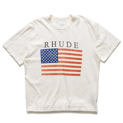 Rhude USA Flag Slub Tee - Vintage White