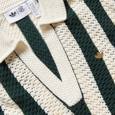 CLOT x Adidas Knit Polo - Green Night/Cream White
