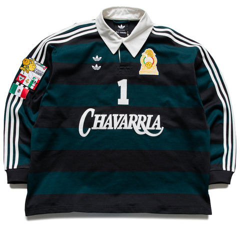Willy Chavarria x Adidas L/S Rugby Shirt - Black/Aurora Ivy