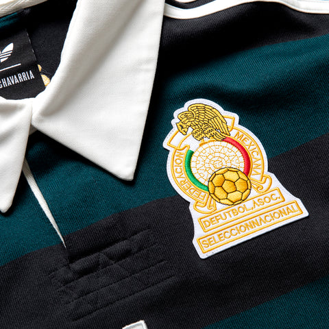 Willy Chavarria x Adidas L/S Rugby Shirt - Black/Aurora Ivy