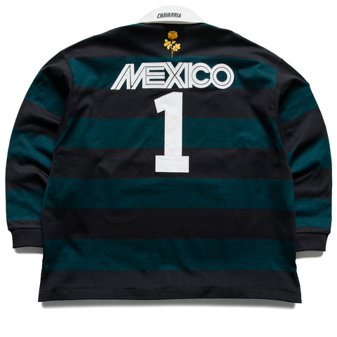 Willy Chavarria x Adidas L/S Rugby Shirt - Black/Aurora Ivy