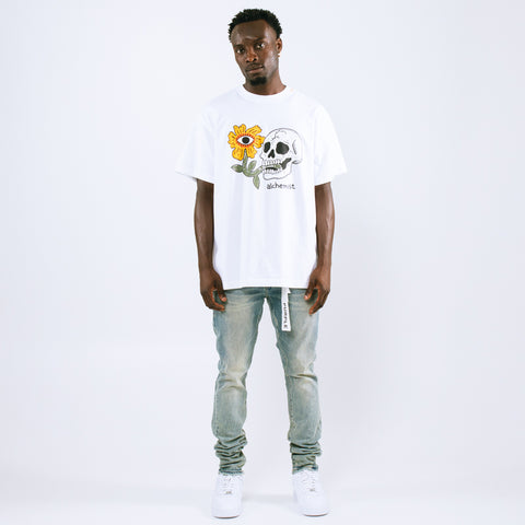 Alchemist Floral Skull Tee - White