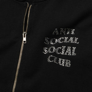 Anti Social Social Club Rhinestone Zip Up Hoodie - Black