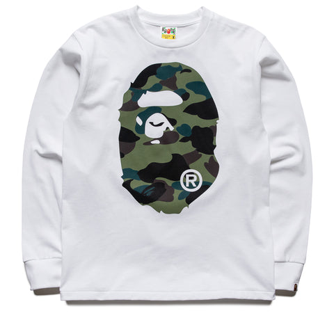 A Bathing Ape 1st Camo Big Ape Head L/S Tee - White/Green