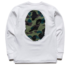A Bathing Ape 1st Camo Big Ape Head L/S Tee - White/Green