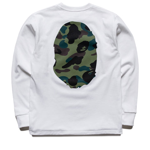 A Bathing Ape 1st Camo Big Ape Head L/S Tee - White/Green