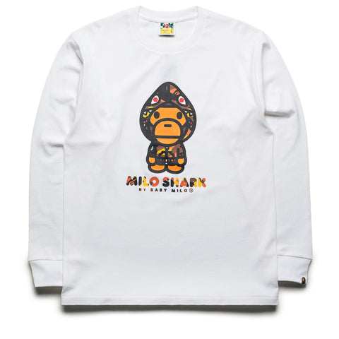 A Bathing Ape 1st Camo Milo Shark FZH L/S Tee - White/Orange