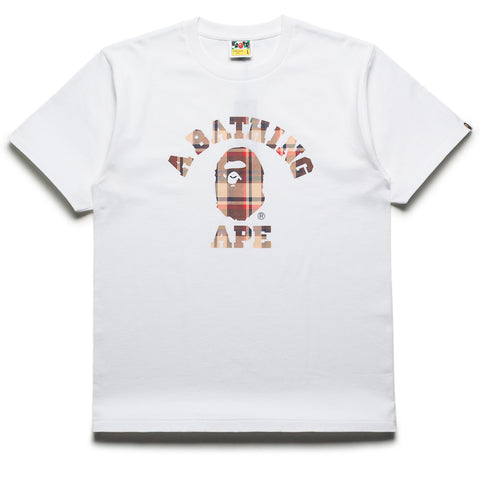A Bathing Ape Bape Check College Tee - White/Red
