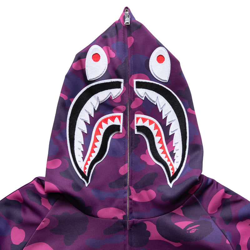 A Bathing Ape Color Camo Shark Hoodie Track Jacket - Purple