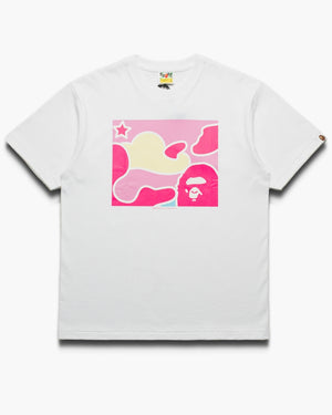 A Bathing Ape Sta Camo Focus Box Tee - White/Pink