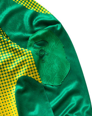 A Bathing Ape Flame Monogram Jacquard Logo Football Jersey - Green