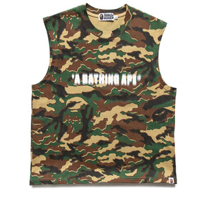 A Bathing Ape Glitch Woodland Camo Heavy Wash Tank - Green