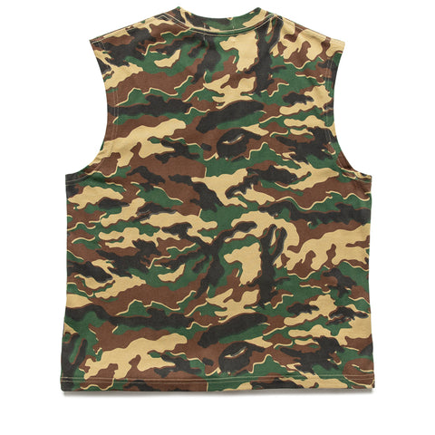 A Bathing Ape Glitch Woodland Camo Heavy Wash Tank - Green