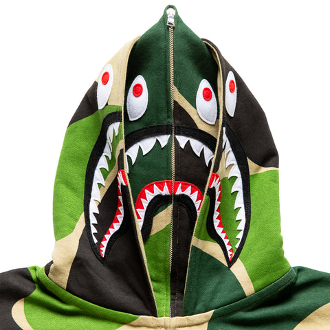 A Bathing Ape Mega ABC Camo Double Shark Full Zip Hoodie - Green