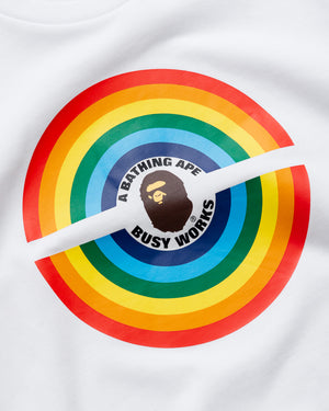 A Bathing Ape Rainbow Logo Busy Works Tee - White