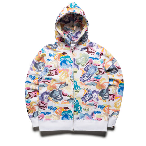 A Bathing Ape Art Camo Shark Full Zip Hoodie - White