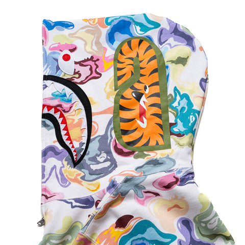 A Bathing Ape Art Camo Shark Full Zip Hoodie - White