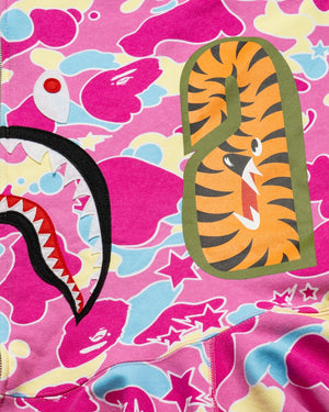 A Bating Ape Sta Camo Shark Full Zip Hoodie - Pink