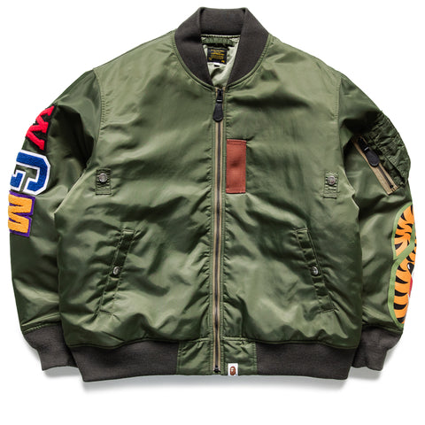 A Bathing Ape Shark MA-1 Bomber Jacket - Olive Drab